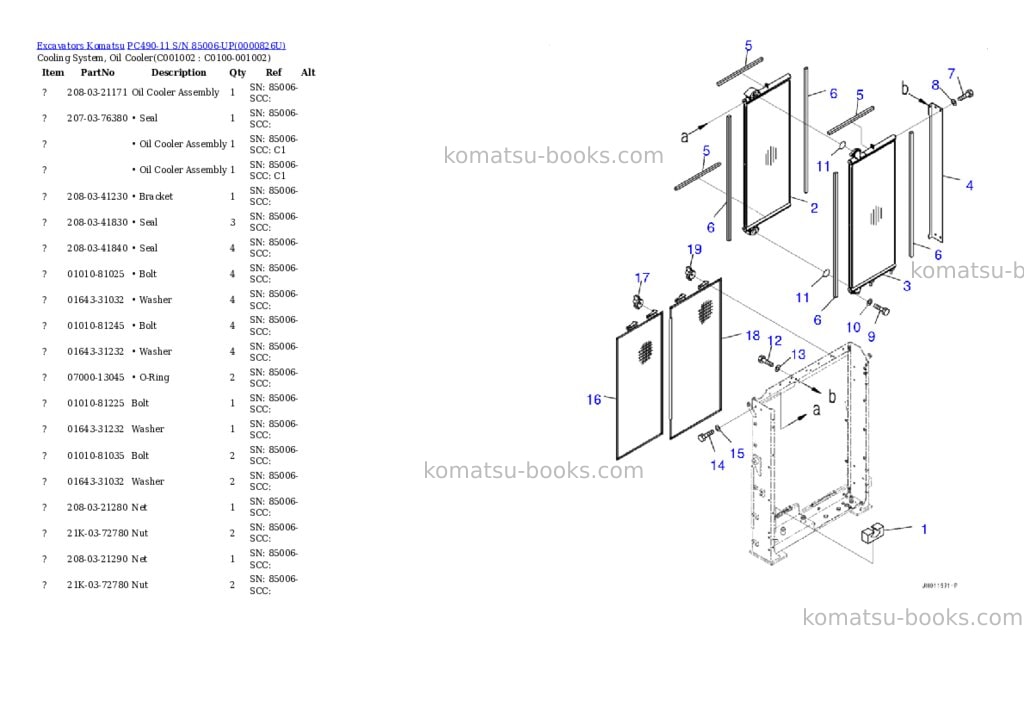 Komatsu pc490-11 s/n 85006-up Parts catalog cover Page 10 Komatsu pc490-11 s/n 85006-up Parts catalog cover Page 10