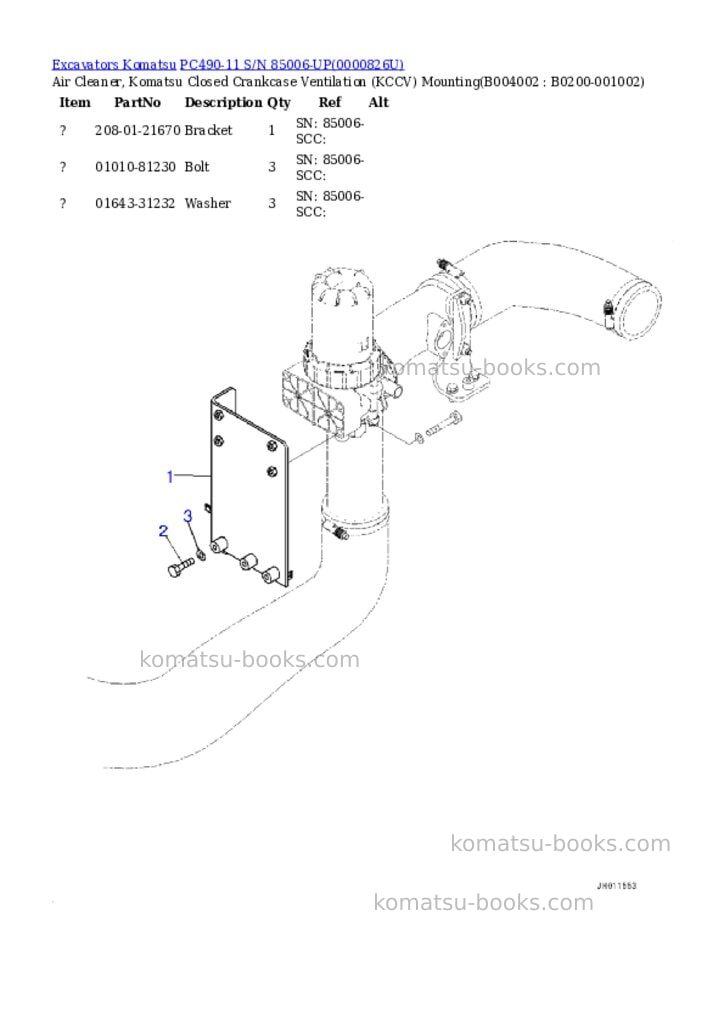 Komatsu pc490-11 s/n 85006-up Parts catalog cover Page 4 Komatsu pc490-11 s/n 85006-up Parts catalog cover Page 4