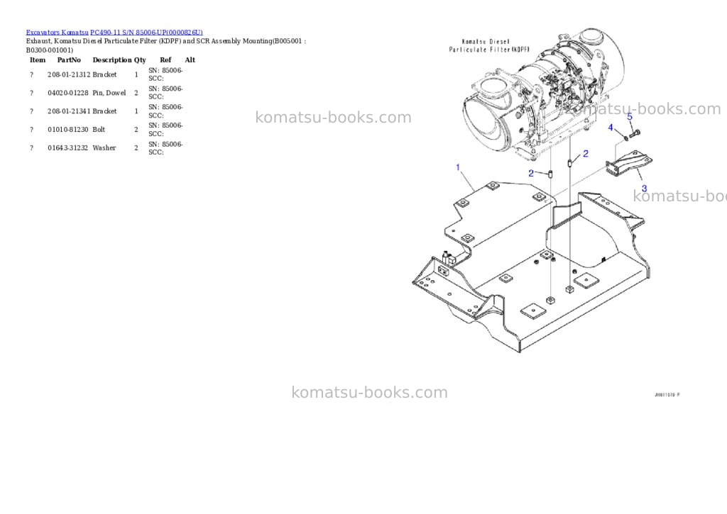 Komatsu pc490-11 s/n 85006-up Parts catalog cover Page 5 Komatsu pc490-11 s/n 85006-up Parts catalog cover Page 5