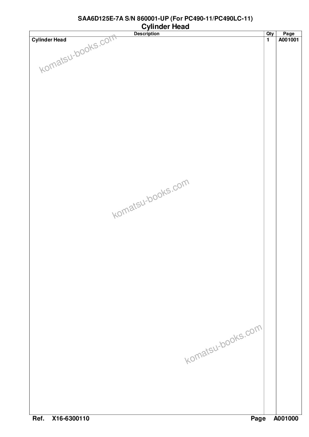 Komatsu saa6d125e-7a s/n 860001-up for pc490-11/pc490lc-11 Parts catalog cover Page 10