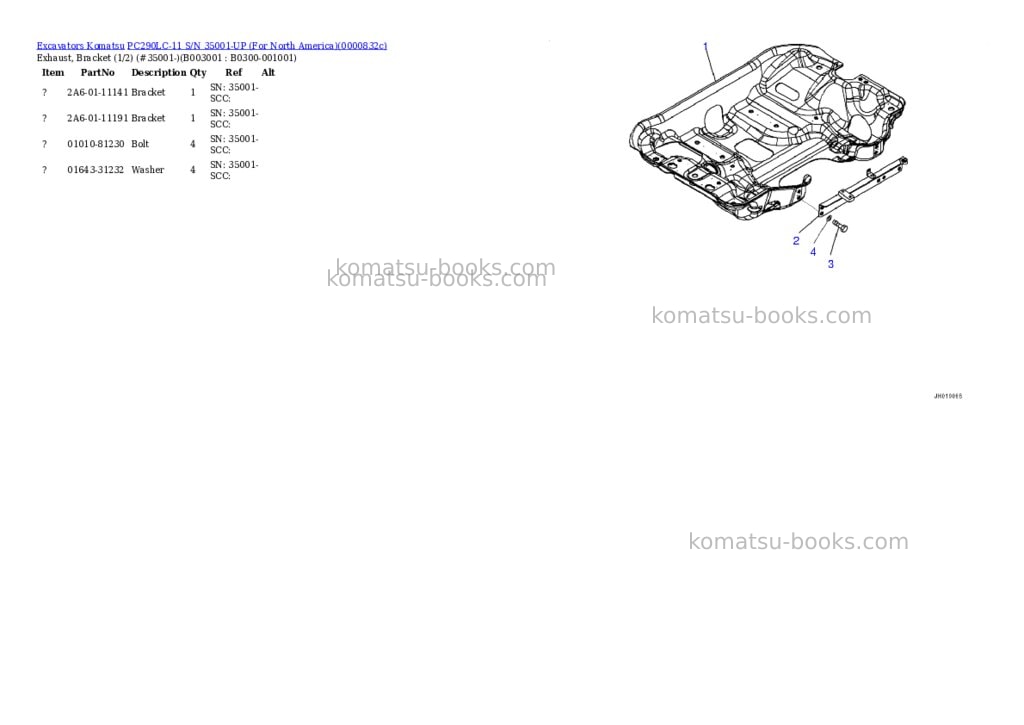 Komatsu PC290LC-11 S/N 35001-UP (For North America) Parts catalog cover Page 5 Komatsu PC290LC-11 S/N 35001-UP (For North America) Parts catalog cover Page 5