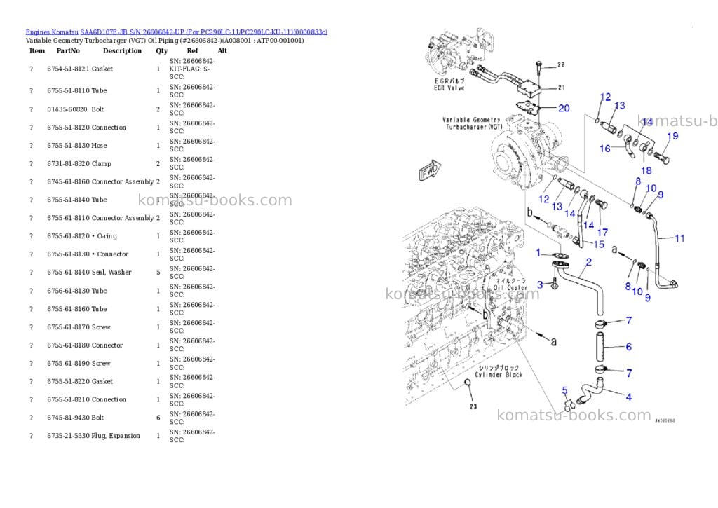 Komatsu saa6d107e-3b s/n 26606842-up for pc290lc-11/pc290lc-ku-11 Parts catalog cover Page 7
