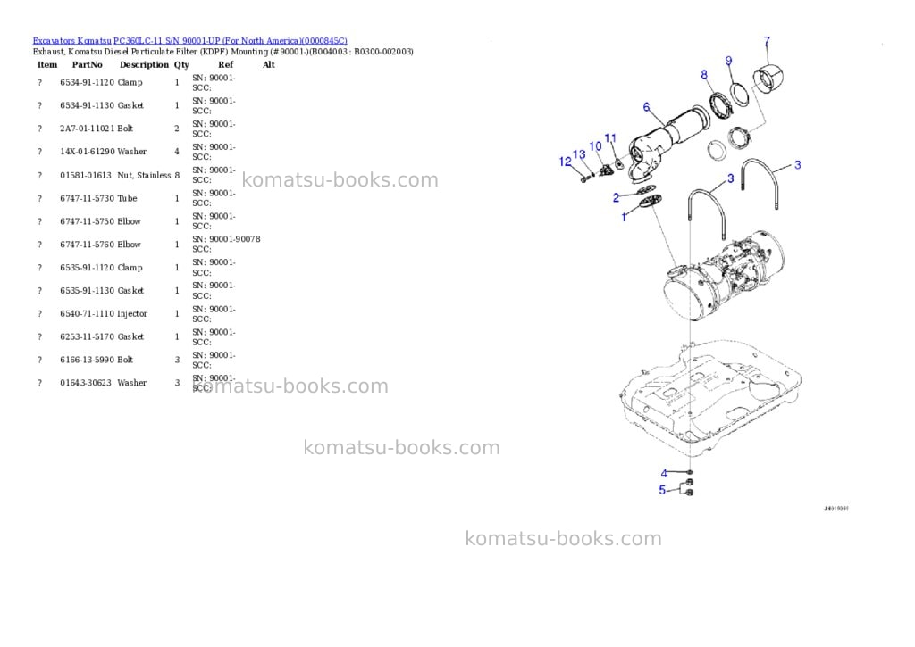 Komatsu PC360LC-11 S/N 90001-UP (For North America) Parts catalog cover Page 10 Komatsu PC360LC-11 S/N 90001-UP (For North America) Parts catalog cover Page 10