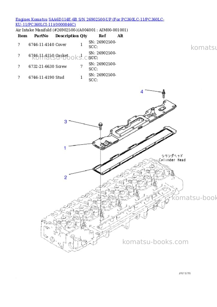 Komatsu saa6d114e-6b s/n 26902500-up for pc360lc-11/pc360lc-ku-11/pc360lci-11 Parts catalog cover Page 3 Komatsu saa6d114e-6b s/n 26902500-up for pc360lc-11/pc360lc-ku-11/pc360lci-11 Parts catalog cover Page 3