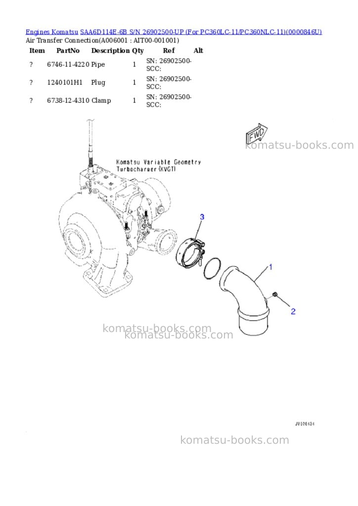 Komatsu saa6d114e-6b s/n 26902500-up for pc360lc-11/pc360nlc-11 Parts catalog cover Page 5 Komatsu saa6d114e-6b s/n 26902500-up for pc360lc-11/pc360nlc-11 Parts catalog cover Page 5