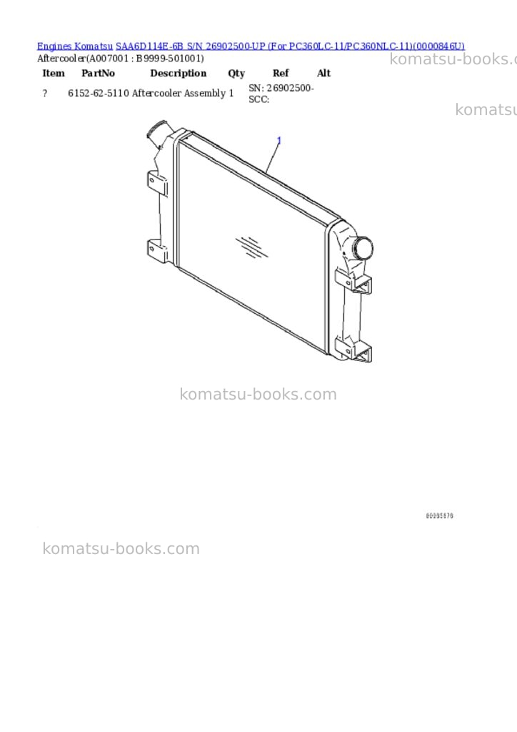 Komatsu saa6d114e-6b s/n 26902500-up for pc360lc-11/pc360nlc-11 Parts catalog cover Page 6 Komatsu saa6d114e-6b s/n 26902500-up for pc360lc-11/pc360nlc-11 Parts catalog cover Page 6