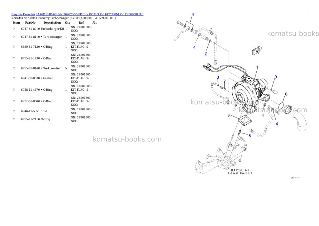 Komatsu saa6d114e-6b s/n 26902500-up for pc360lc-11/pc360nlc-11 Parts catalog cover Page 8 Komatsu saa6d114e-6b s/n 26902500-up for pc360lc-11/pc360nlc-11 Parts catalog cover Page 8