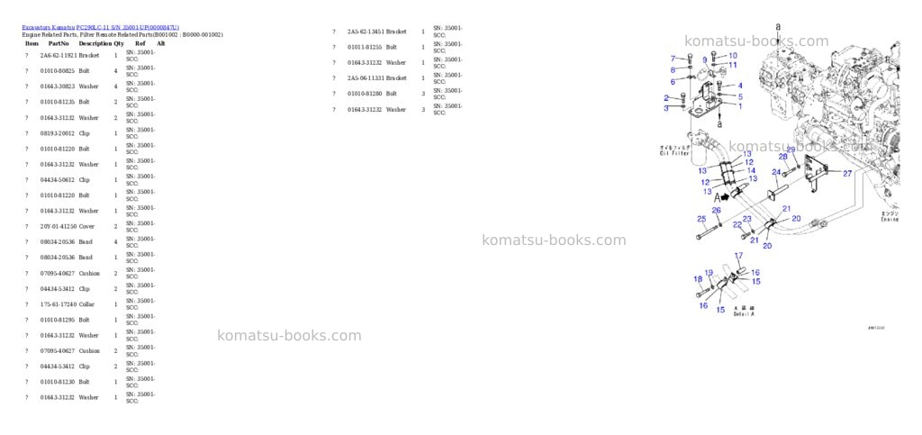 Komatsu pc290lc-11 s/n 35001-up Parts catalog cover Komatsu pc290lc-11 s/n 35001-up Parts catalog cover
