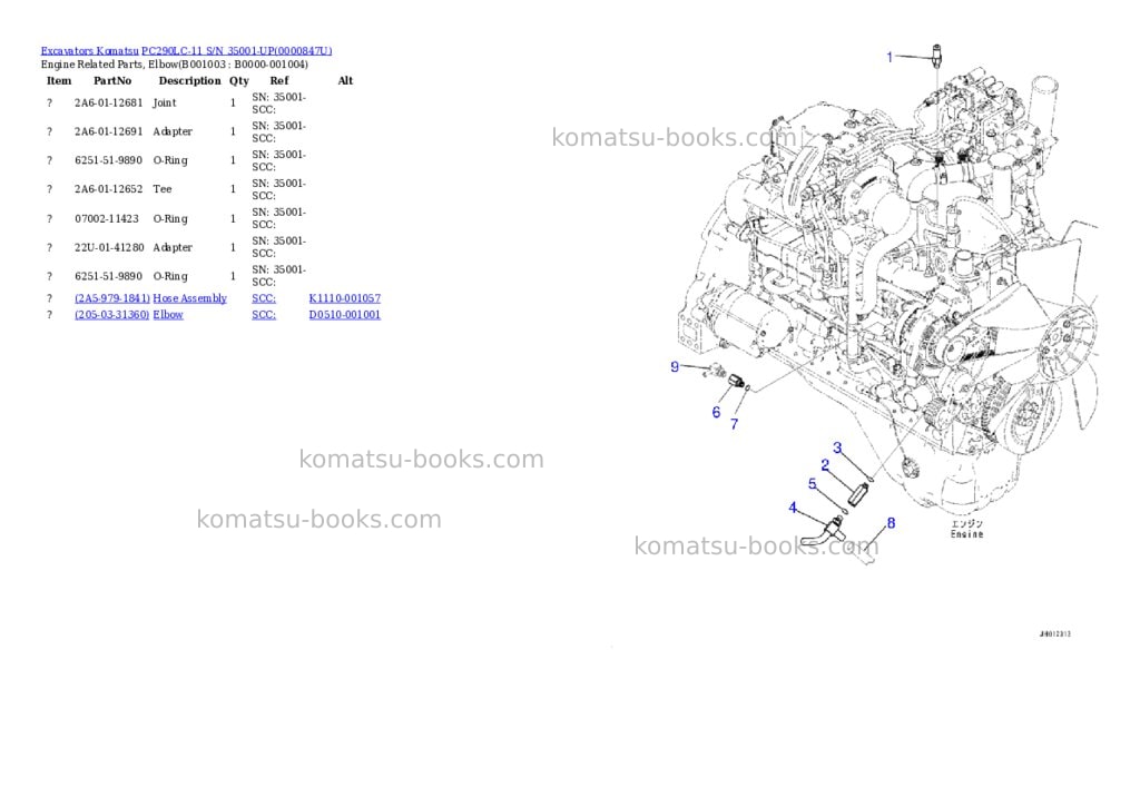 Komatsu pc290lc-11 s/n 35001-up Parts catalog cover Page 2 Komatsu pc290lc-11 s/n 35001-up Parts catalog cover Page 2