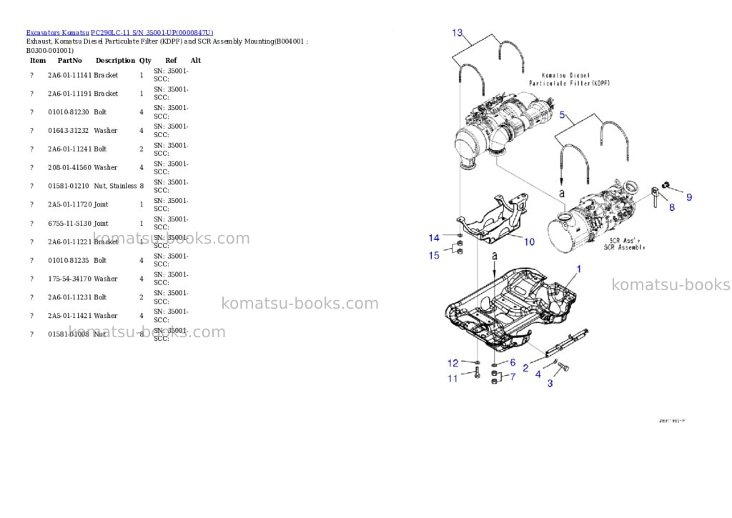 Komatsu pc290lc-11 s/n 35001-up Parts catalog cover Page 6 Komatsu pc290lc-11 s/n 35001-up Parts catalog cover Page 6