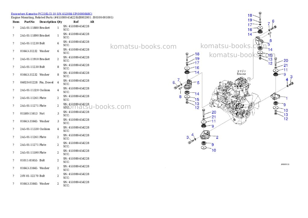 Komatsu pc210lci-10 s/n 452084-up Parts catalog cover Page 2