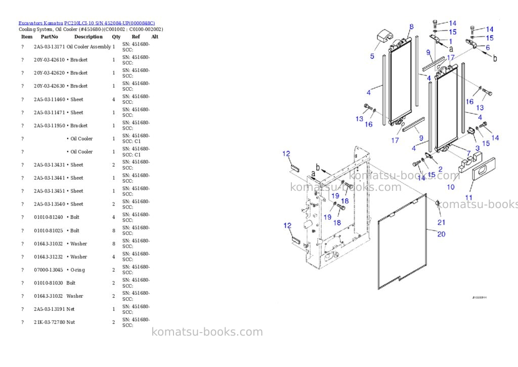 Komatsu pc210lci-10 s/n 452084-up Parts catalog cover Page 9