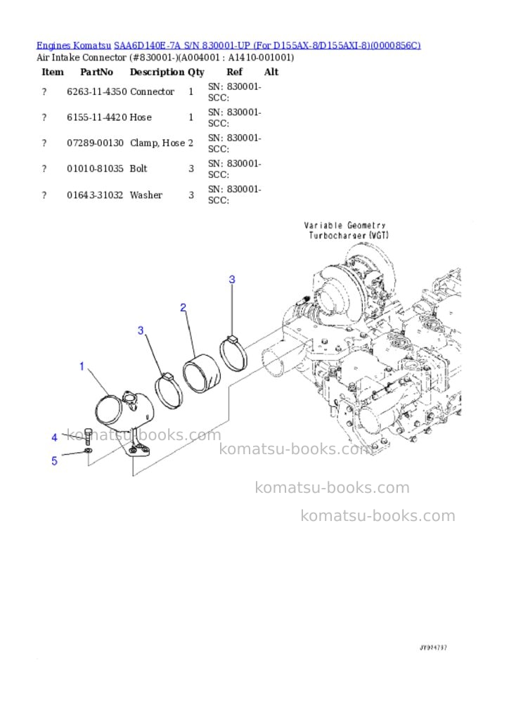 Komatsu saa6d140e-7a s/n 830001-up for d155ax-8/d155axi-8 Parts catalog cover Page 3 Komatsu saa6d140e-7a s/n 830001-up for d155ax-8/d155axi-8 Parts catalog cover Page 3