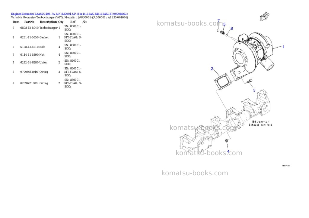 Komatsu saa6d140e-7a s/n 830001-up for d155ax-8/d155axi-8 Parts catalog cover Page 5 Komatsu saa6d140e-7a s/n 830001-up for d155ax-8/d155axi-8 Parts catalog cover Page 5