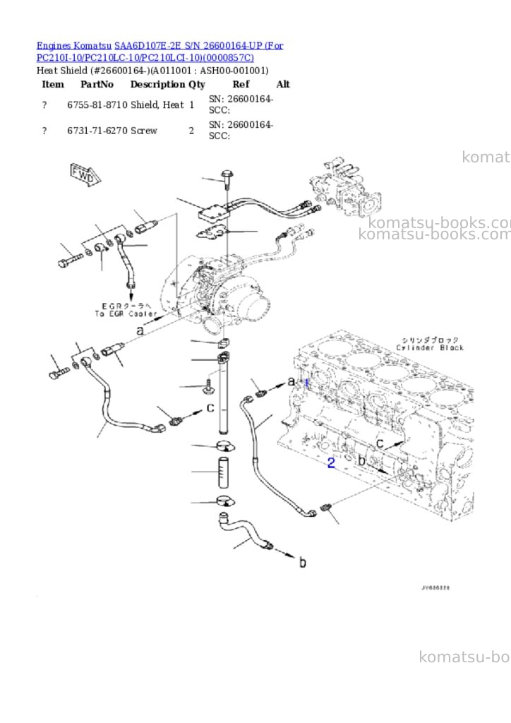 Komatsu SAA6D107E-2E S/N 26600164-UP (For PC210I-10/PC210LC-10/PC210LCI-10) Parts catalog cover Page 10