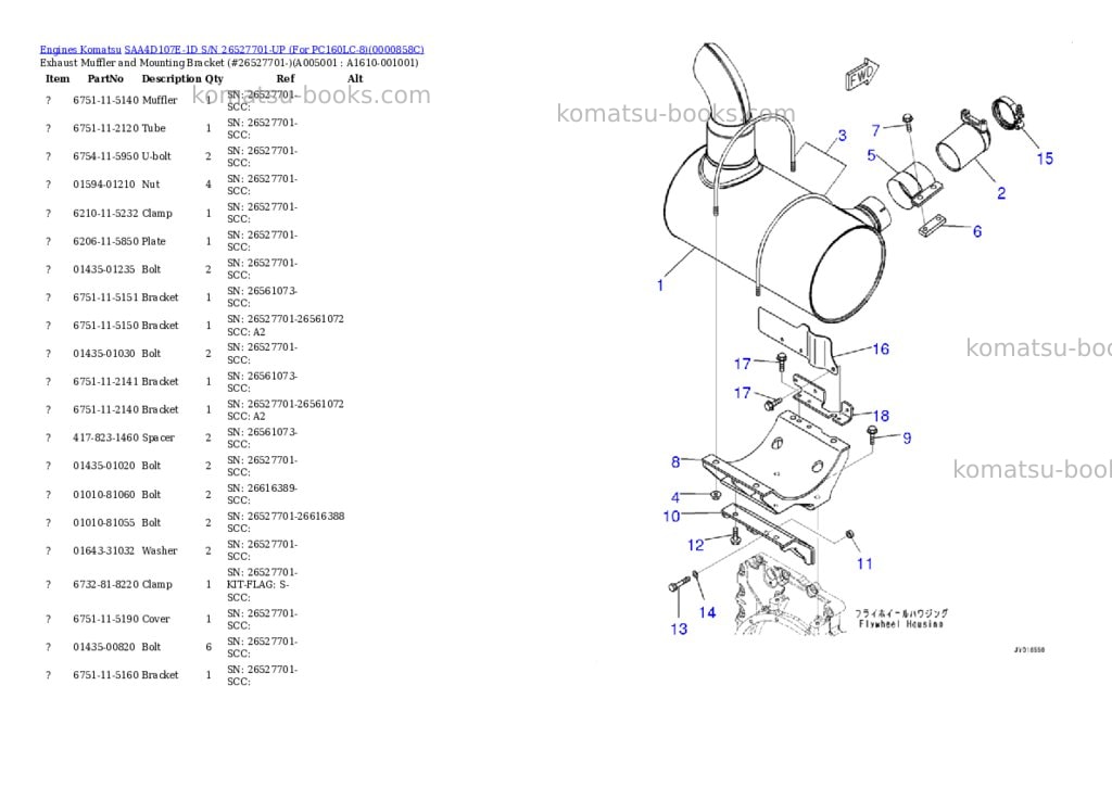 Komatsu saa4d107e-1d s/n 26527701-up for pc160lc-8 Parts catalog cover Page 4