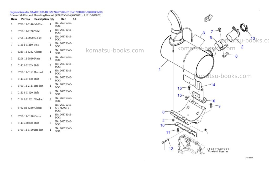 Komatsu saa4d107e-1d s/n 26527701-up for pc160lc-8 Parts catalog cover Page 5