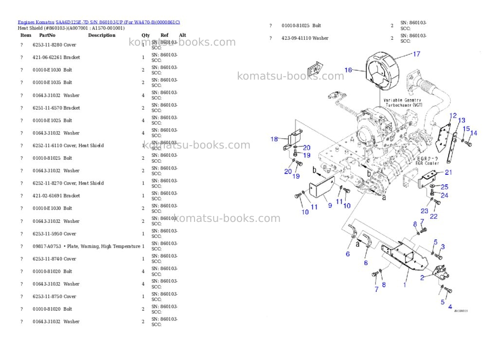 Komatsu saa6d125e-7d s/n 860103-up for wa470-8 Parts catalog cover Page 10