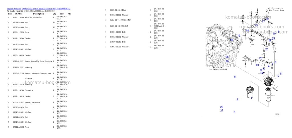 Komatsu saa6d125e-7d s/n 860103-up for wa470-8 Parts catalog cover Page 2