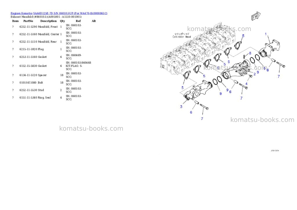 Komatsu saa6d125e-7d s/n 860103-up for wa470-8 Parts catalog cover Page 4