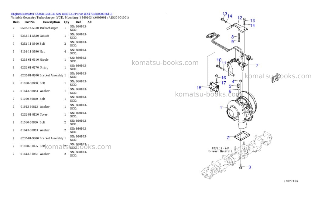 Komatsu saa6d125e-7d s/n 860103-up for wa470-8 Parts catalog cover Page 5