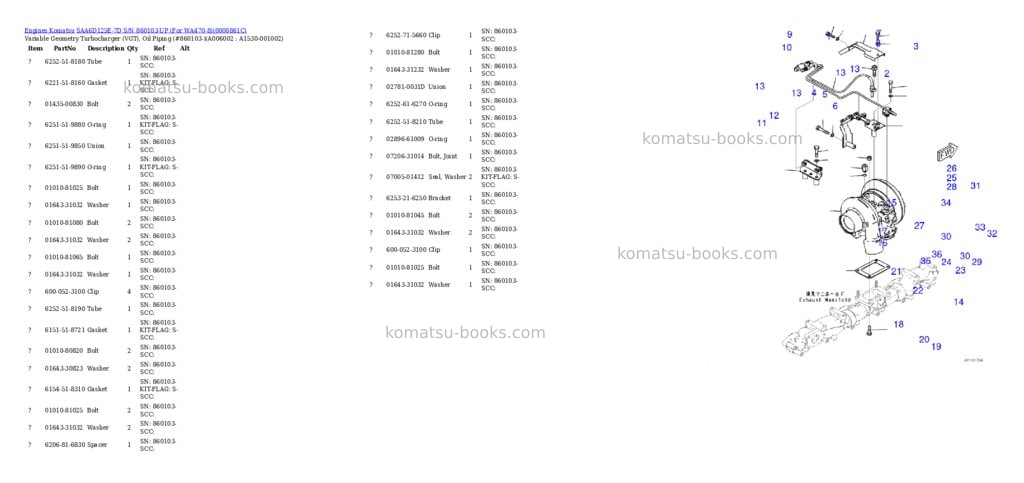 Komatsu saa6d125e-7d s/n 860103-up for wa470-8 Parts catalog cover Page 6