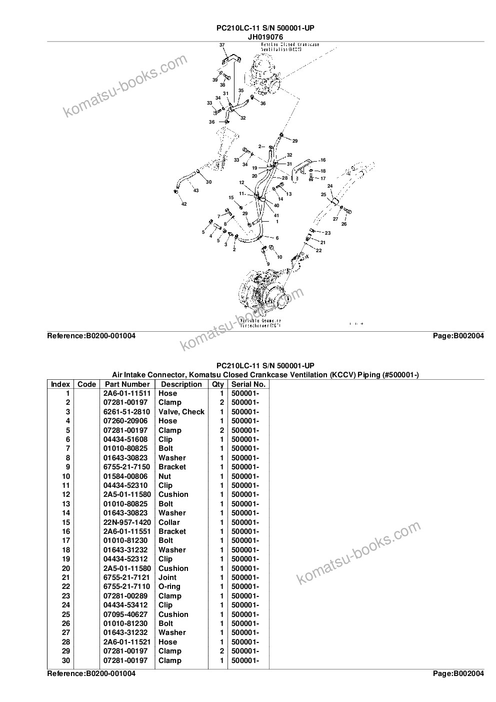 Komatsu PC210LC-11 S/N 500001-UP Parts catalog cover Page 9 Komatsu PC210LC-11 S/N 500001-UP Parts catalog cover Page 9