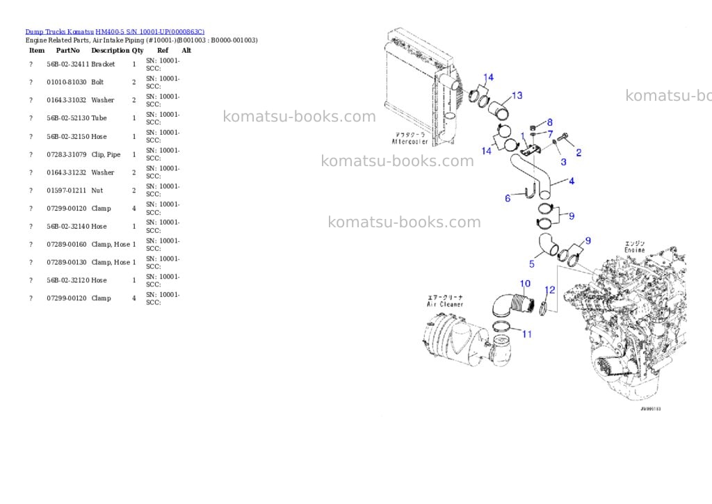 Komatsu hm400-5 s/n 10001-up Parts catalog cover Page 2 Komatsu hm400-5 s/n 10001-up Parts catalog cover Page 2