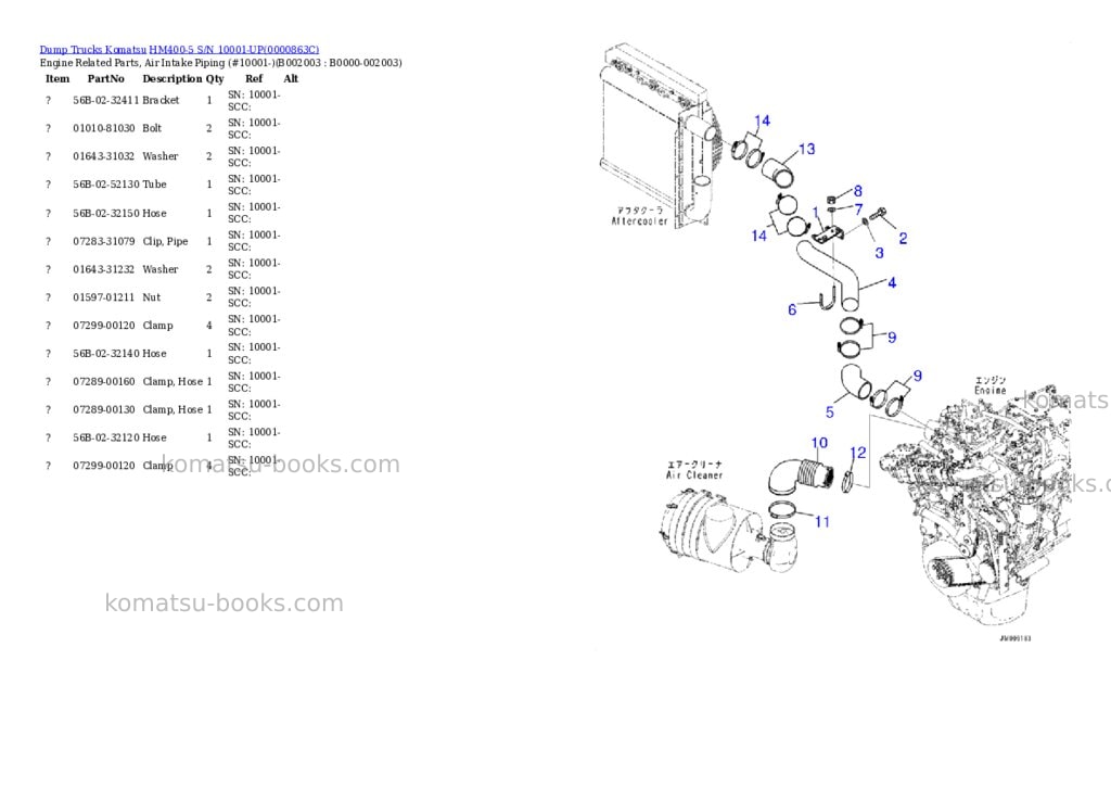 Komatsu hm400-5 s/n 10001-up Parts catalog cover Page 6 Komatsu hm400-5 s/n 10001-up Parts catalog cover Page 6