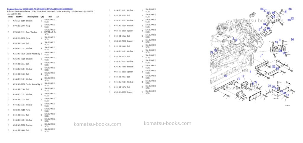 Komatsu saa6d140e-7b s/n 830022-up for hm400-5 Parts catalog cover Page 10 Komatsu saa6d140e-7b s/n 830022-up for hm400-5 Parts catalog cover Page 10