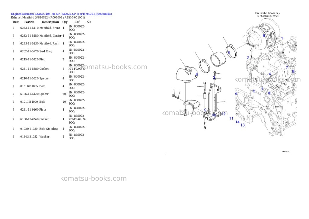 Komatsu saa6d140e-7b s/n 830022-up for hm400-5 Parts catalog cover Page 4 Komatsu saa6d140e-7b s/n 830022-up for hm400-5 Parts catalog cover Page 4