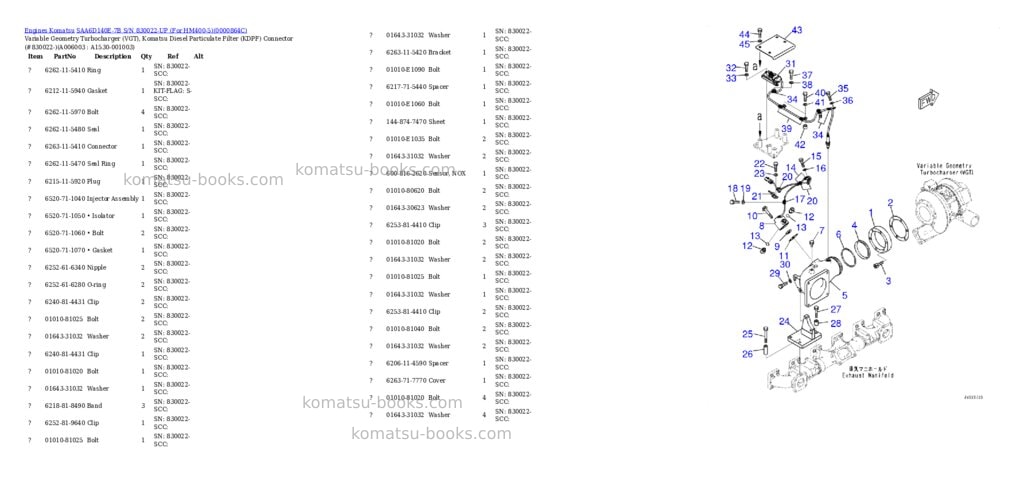 Komatsu saa6d140e-7b s/n 830022-up for hm400-5 Parts catalog cover Page 7 Komatsu saa6d140e-7b s/n 830022-up for hm400-5 Parts catalog cover Page 7