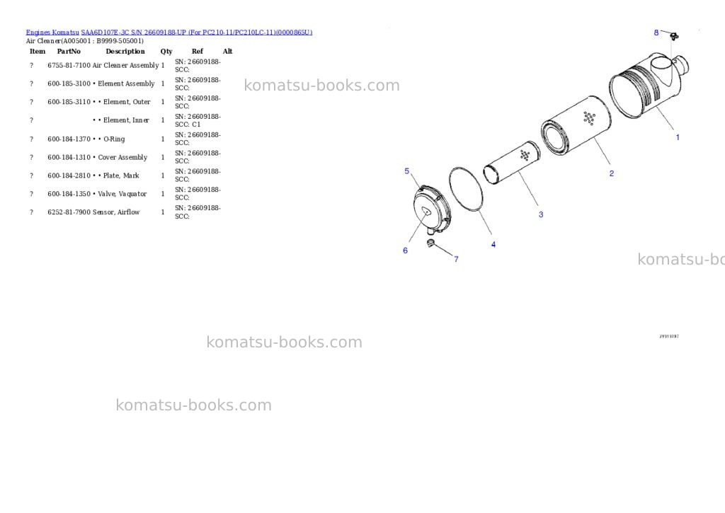 Komatsu saa6d107e-3c s/n 26609188-up for pc210-11/pc210lc-11 Parts catalog cover Page 4