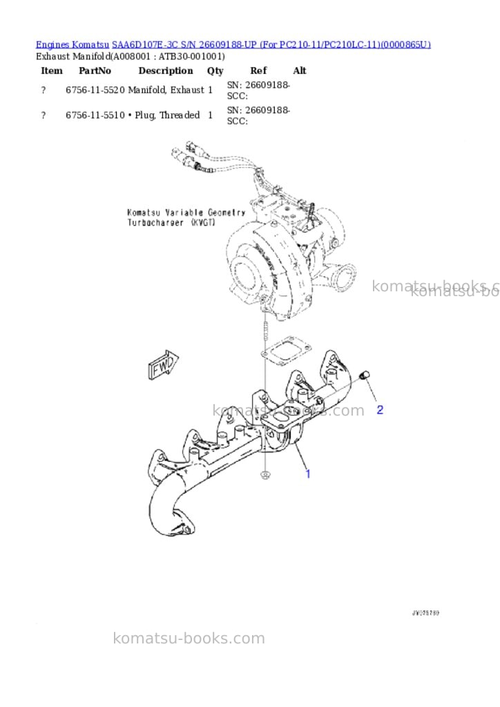 Komatsu saa6d107e-3c s/n 26609188-up for pc210-11/pc210lc-11 Parts catalog cover Page 7