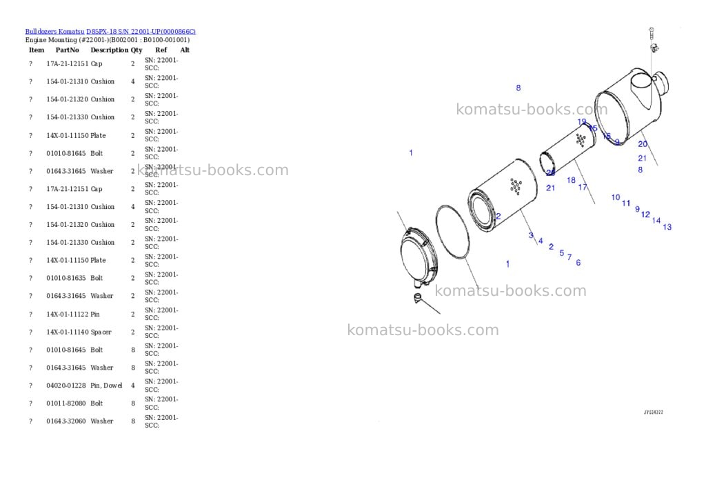 Komatsu d85px-18 s/n 22001-up Parts catalog cover Page 2 Komatsu d85px-18 s/n 22001-up Parts catalog cover Page 2