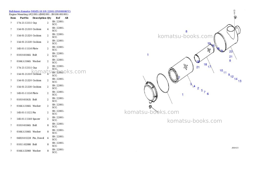 Komatsu d85ex-18 s/n 22001-up Parts catalog cover Page 2