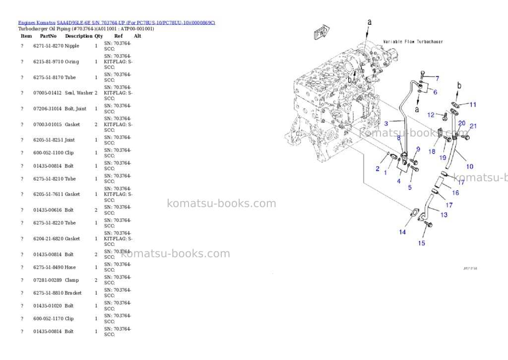 Komatsu saa4d95le-6e s/n 703764-up for pc78us-10/pc78uu-10 Parts catalog cover Page 10