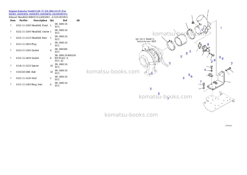 Komatsu saa6d125e-7c s/n 860110-up for d85ex-18/d85exi-18/d85px-18/d85pxi-18 Parts catalog cover Page 4 Komatsu saa6d125e-7c s/n 860110-up for d85ex-18/d85exi-18/d85px-18/d85pxi-18 Parts catalog cover Page 4