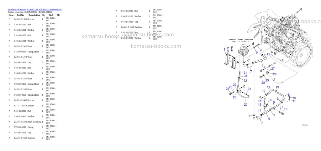 Komatsu pc360lc-11 s/n 90001-up Parts catalog cover Komatsu pc360lc-11 s/n 90001-up Parts catalog cover