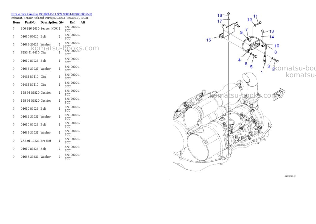 Komatsu pc360lc-11 s/n 90001-up Parts catalog cover Page 5 Komatsu pc360lc-11 s/n 90001-up Parts catalog cover Page 5