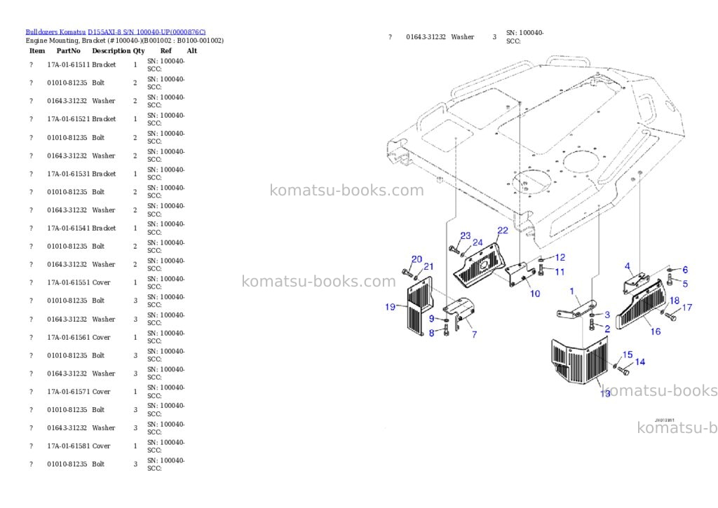 Komatsu d155axi-8 s/n 100040-up Parts catalog cover Komatsu d155axi-8 s/n 100040-up Parts catalog cover