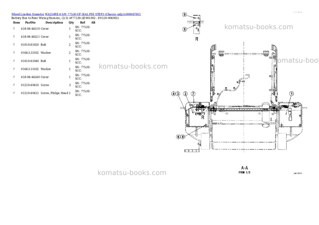 Komatsu wa250pz-6 s/n 77530-up kal pdi step3 chassis only Parts catalog cover Komatsu wa250pz-6 s/n 77530-up kal pdi step3 chassis only Parts catalog cover