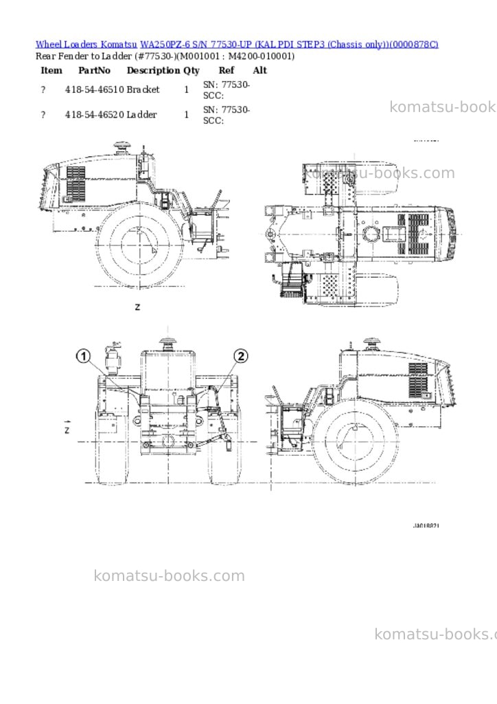 Komatsu wa250pz-6 s/n 77530-up kal pdi step3 chassis only Parts catalog cover Page 4 Komatsu wa250pz-6 s/n 77530-up kal pdi step3 chassis only Parts catalog cover Page 4