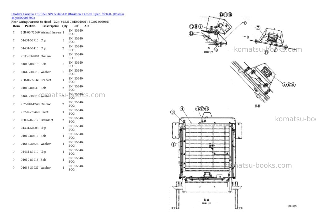 Komatsu gd555-5 s/n 55340-up rearview camera spec. for kal chassis only Parts catalog cover Page 2