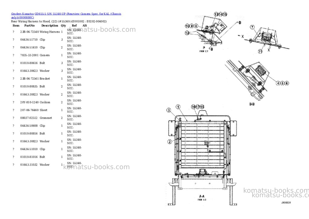 Komatsu gd655-5 s/n 55340-up rearview camera spec. for kal chassis only Parts catalog cover