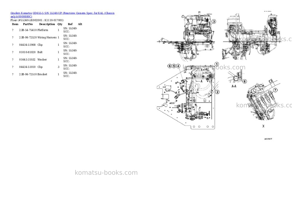 Komatsu gd655-5 s/n 55340-up rearview camera spec. for kal chassis only Parts catalog cover Page 4
