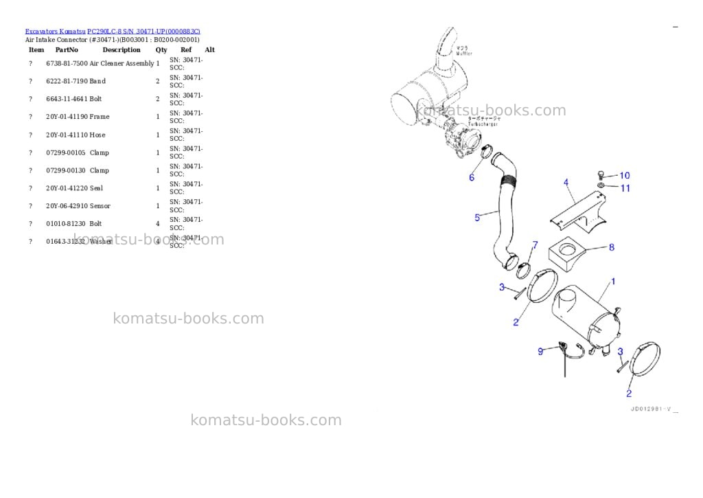 Komatsu pc290lc-8 s/n 30471-up Parts catalog cover Page 3