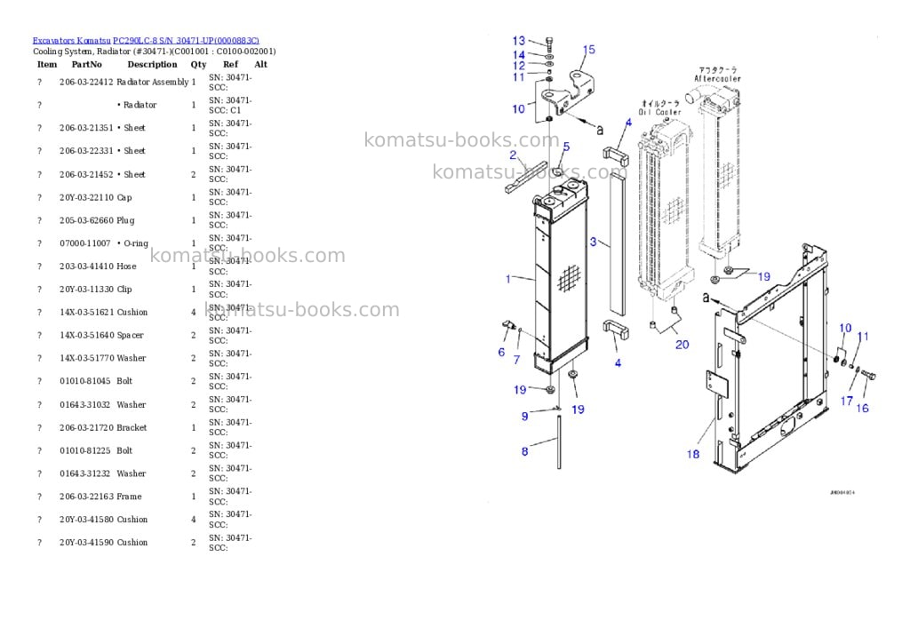 Komatsu pc290lc-8 s/n 30471-up Parts catalog cover Page 4