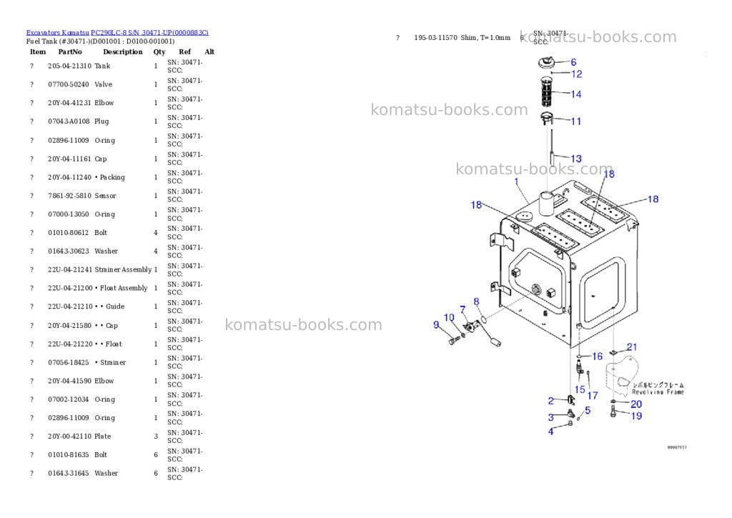 Komatsu pc290lc-8 s/n 30471-up Parts catalog cover Page 9