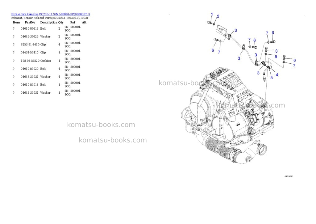 Komatsu pc210-11 s/n 500001-up Parts catalog cover Page 8 Komatsu pc210-11 s/n 500001-up Parts catalog cover Page 8